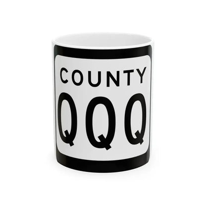 WIS County QQQ (Wisconsin) (Road Sign) White Coffee Mug 11oz - Go Mug Yourself