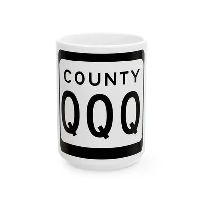 WIS County QQQ (Wisconsin) (Road Sign) White Coffee Mug 15oz - Go Mug Yourself