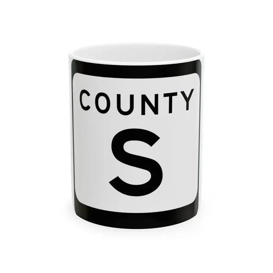 WIS County S (Wisconsin) (Road Sign) White Coffee Mug 11oz - Go Mug Yourself