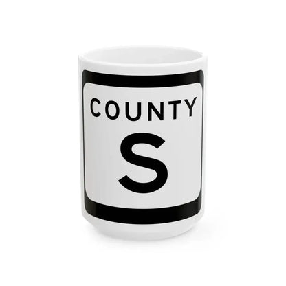 WIS County S (Wisconsin) (Road Sign) White Coffee Mug 15oz - Go Mug Yourself