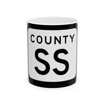 WIS County SS (Wisconsin) (Road Sign) White Coffee Mug 11oz - Go Mug Yourself