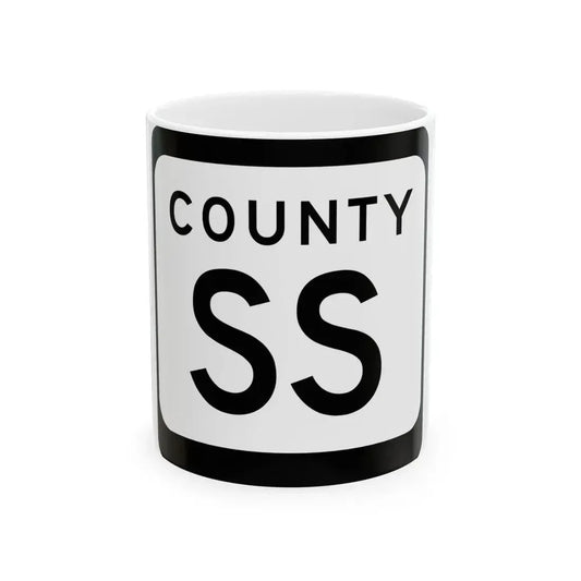 WIS County SS (Wisconsin) (Road Sign) White Coffee Mug 11oz - Go Mug Yourself