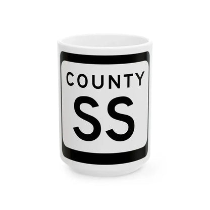WIS County SS (Wisconsin) (Road Sign) White Coffee Mug 15oz - Go Mug Yourself