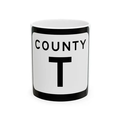 WIS County T (Wisconsin) (Road Sign) White Coffee Mug 11oz - Go Mug Yourself