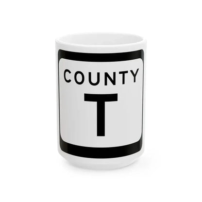 WIS County T (Wisconsin) (Road Sign) White Coffee Mug 15oz - Go Mug Yourself