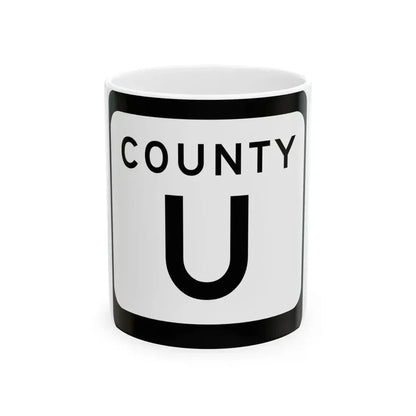 WIS County U (Wisconsin) (Road Sign) White Coffee Mug 11oz - Go Mug Yourself