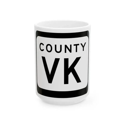 WIS County VK (Wisconsin) (Road Sign) White Coffee Mug 15oz - Go Mug Yourself