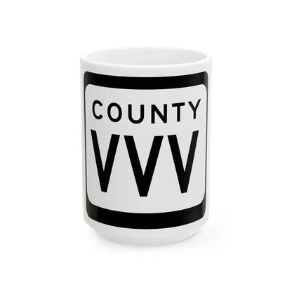 WIS County VVV (Wisconsin) (Road Sign) White Coffee Mug 15oz - Go Mug Yourself