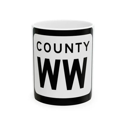 WIS County WW (Wisconsin) (Road Sign) White Coffee Mug 11oz - Go Mug Yourself