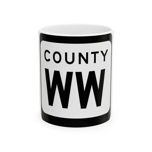 WIS County WW (Wisconsin) (Road Sign) White Coffee Mug 11oz - Go Mug Yourself