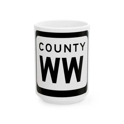 WIS County WW (Wisconsin) (Road Sign) White Coffee Mug 15oz - Go Mug Yourself