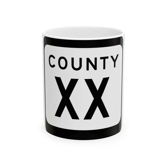 WIS County XX (Wisconsin) (Road Sign) White Coffee Mug 11oz - Go Mug Yourself