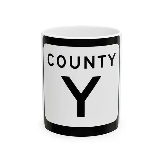WIS County Y (Wisconsin) (Road Sign) White Coffee Mug 11oz - Go Mug Yourself