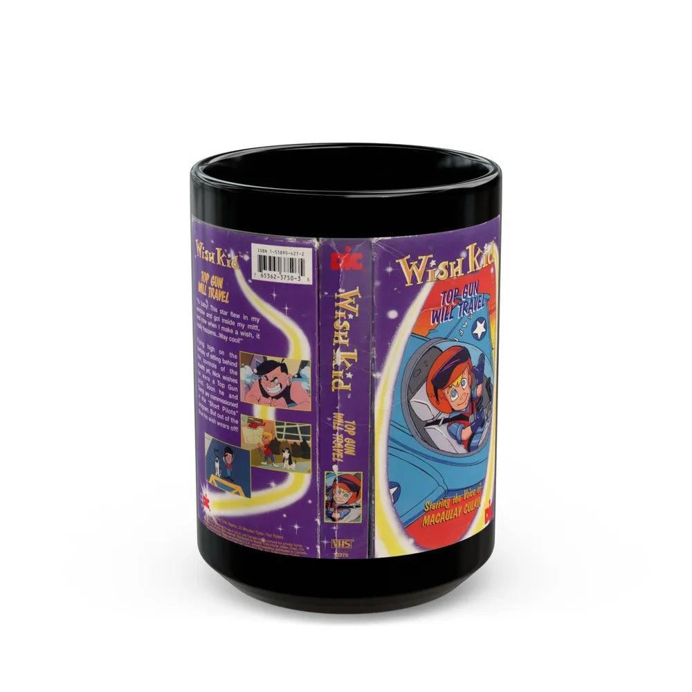 WISH KID TOP GUN WILL TRAVEL (VHS COVER) - Black Coffee Mug-15oz-Go Mug Yourself