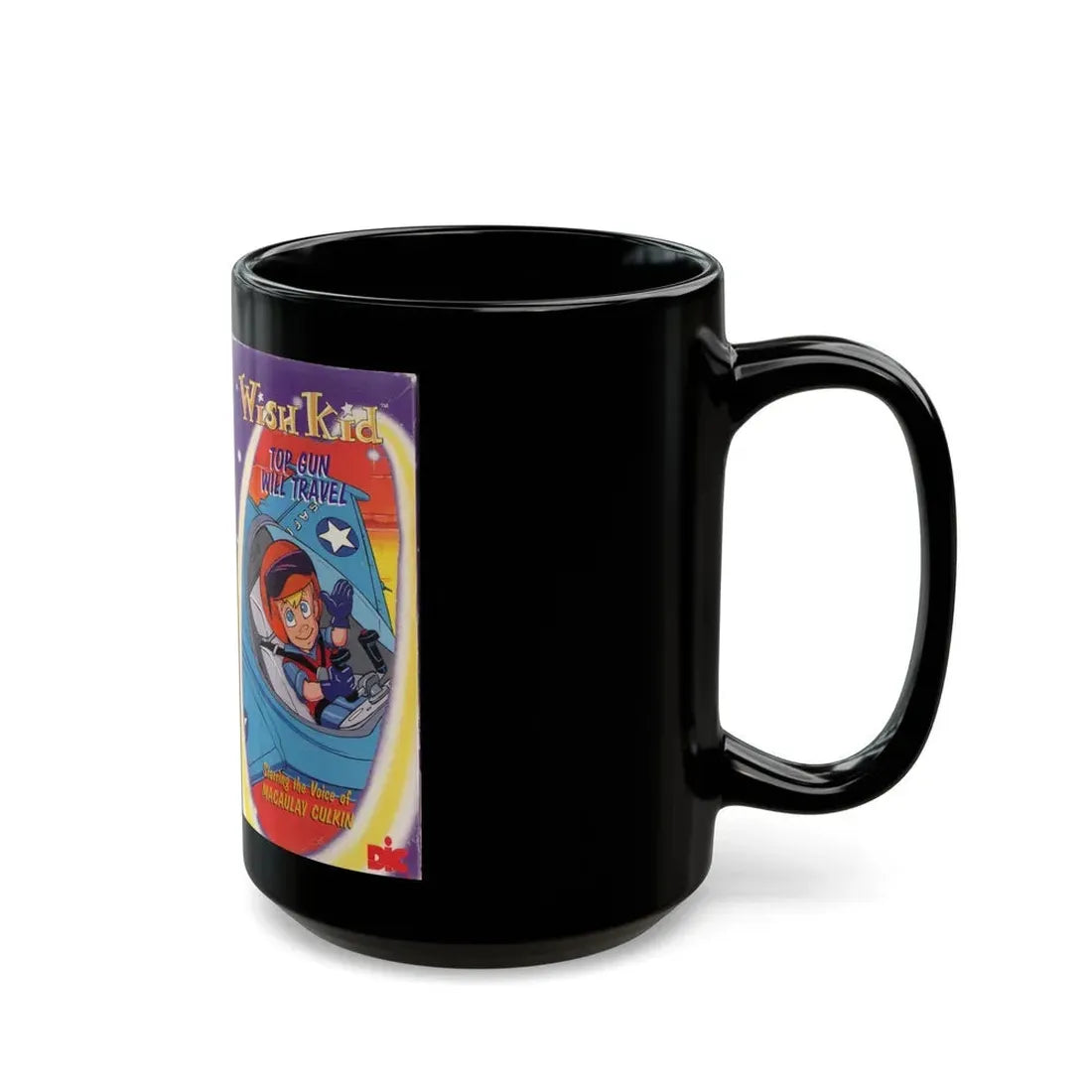WISH KID TOP GUN WILL TRAVEL (VHS COVER) - Black Coffee Mug - Go Mug Yourself