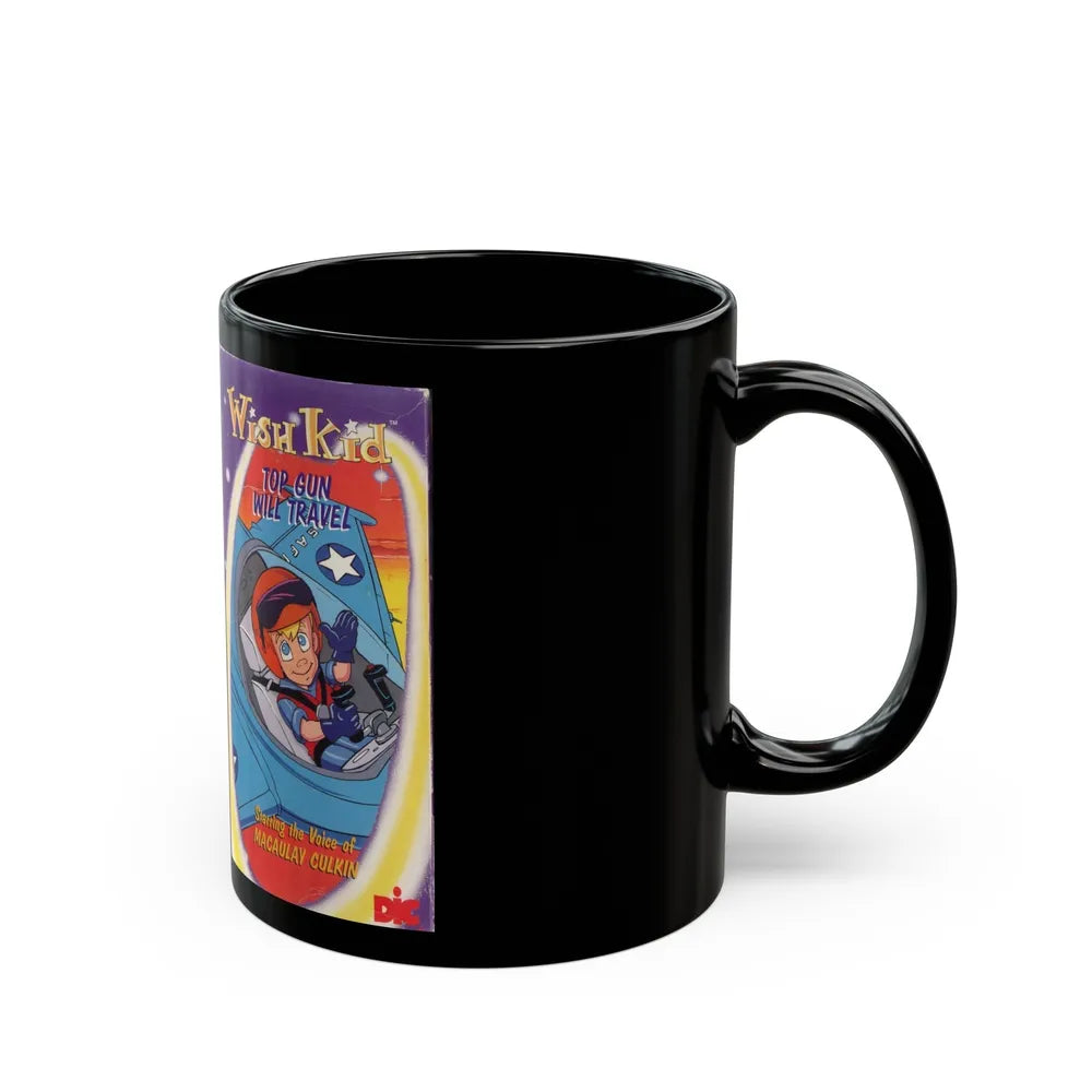 WISH KID TOP GUN WILL TRAVEL (VHS COVER) - Black Coffee Mug-Go Mug Yourself