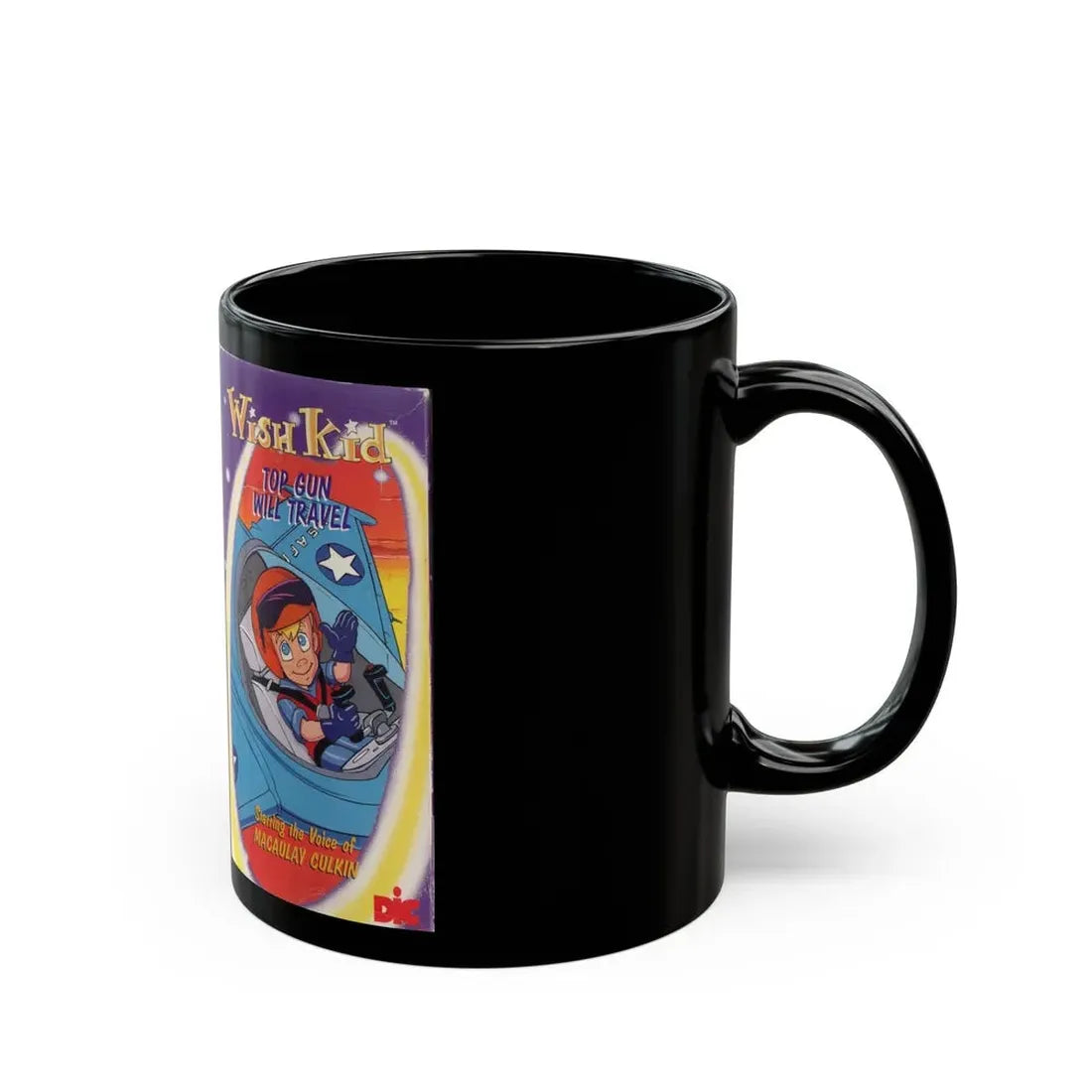 WISH KID TOP GUN WILL TRAVEL (VHS COVER) - Black Coffee Mug - Go Mug Yourself