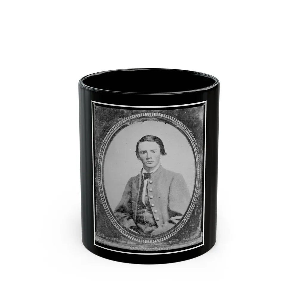 Wm. Francis Jones, Pvt., 5th Virginia Cavalry, C.S.A., Half-Length Portrait, Seated, Facing Front (U.S. Civil War) Black Coffee Mug-11oz-Go Mug Yourself