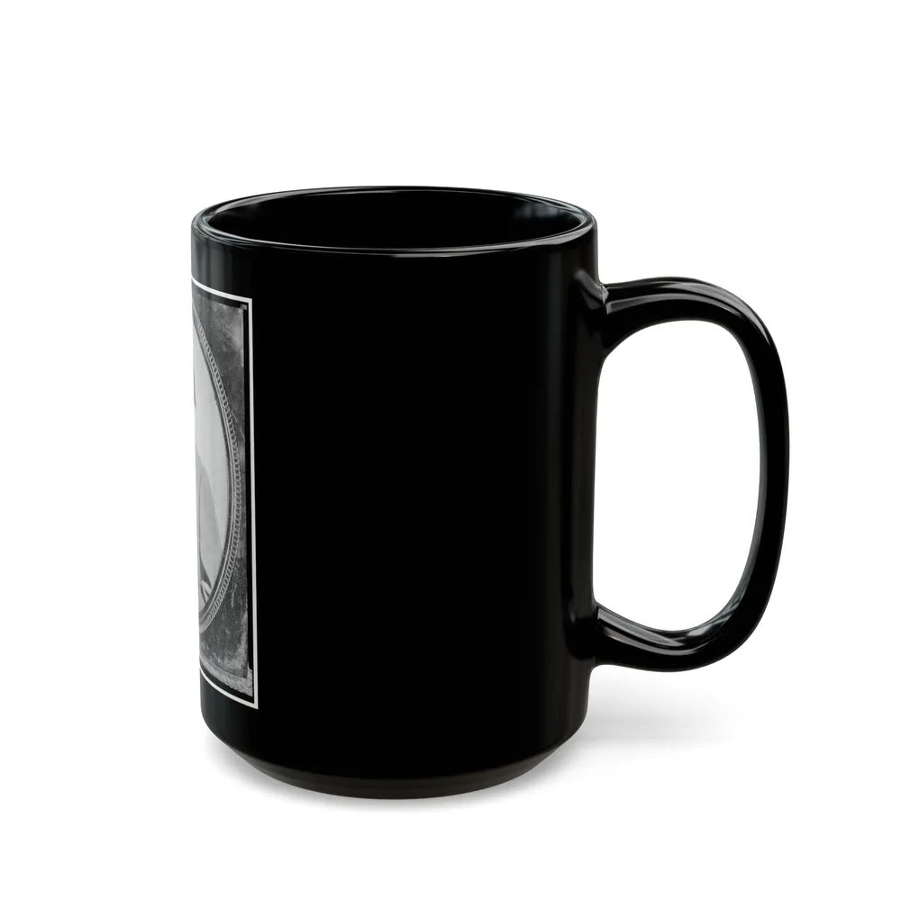 Wm. Francis Jones, Pvt., 5th Virginia Cavalry, C.S.A., Half-Length Portrait, Seated, Facing Front (U.S. Civil War) Black Coffee Mug-Go Mug Yourself