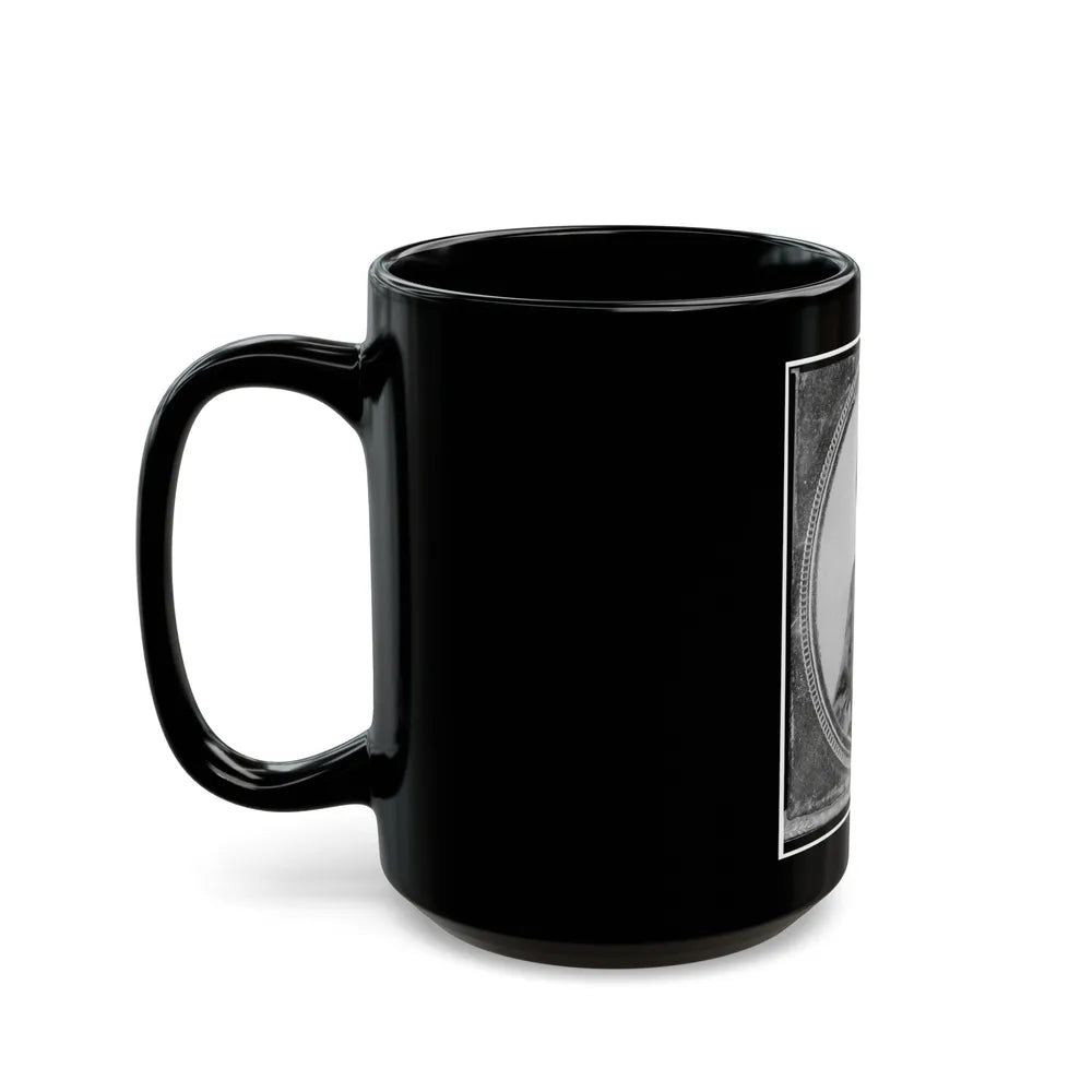 Wm. Francis Jones, Pvt., 5th Virginia Cavalry, C.S.A., Half-Length Portrait, Seated, Facing Front (U.S. Civil War) Black Coffee Mug-Go Mug Yourself