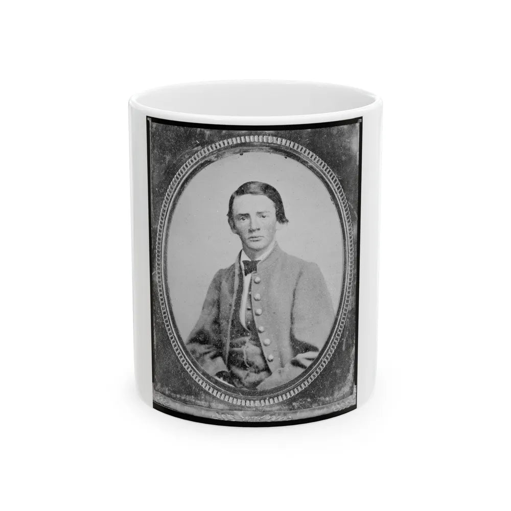 Wm. Francis Jones, Pvt., 5th Virginia Cavalry, C.S.A., Half-Length Portrait, Seated, Facing Front (U.S. Civil War) White Coffee Mug-11oz-Go Mug Yourself