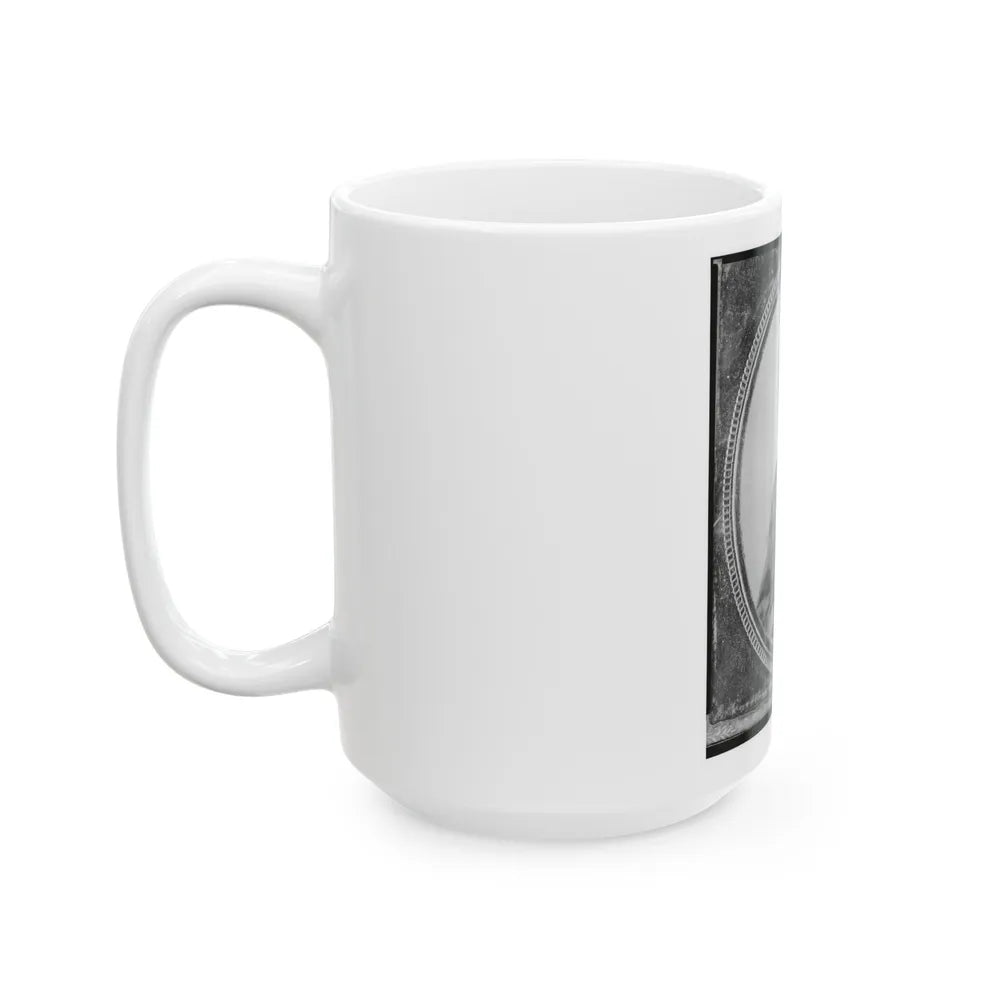 Wm. Francis Jones, Pvt., 5th Virginia Cavalry, C.S.A., Half-Length Portrait, Seated, Facing Front (U.S. Civil War) White Coffee Mug-Go Mug Yourself