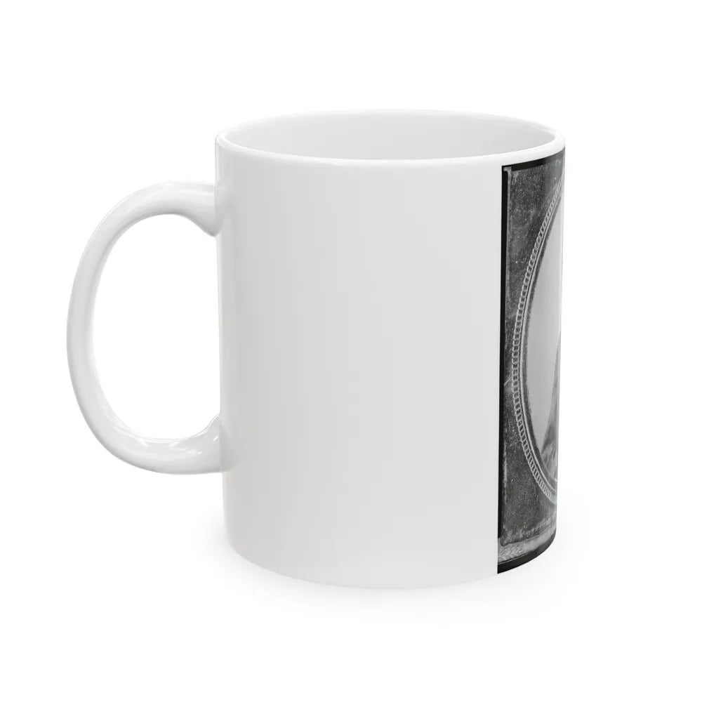 Wm. Francis Jones, Pvt., 5th Virginia Cavalry, C.S.A., Half-Length Portrait, Seated, Facing Front (U.S. Civil War) White Coffee Mug-Go Mug Yourself