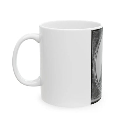 Wm. Francis Jones, Pvt., 5th Virginia Cavalry, C.S.A., Half-Length Portrait, Seated, Facing Front (U.S. Civil War) White Coffee Mug-Go Mug Yourself
