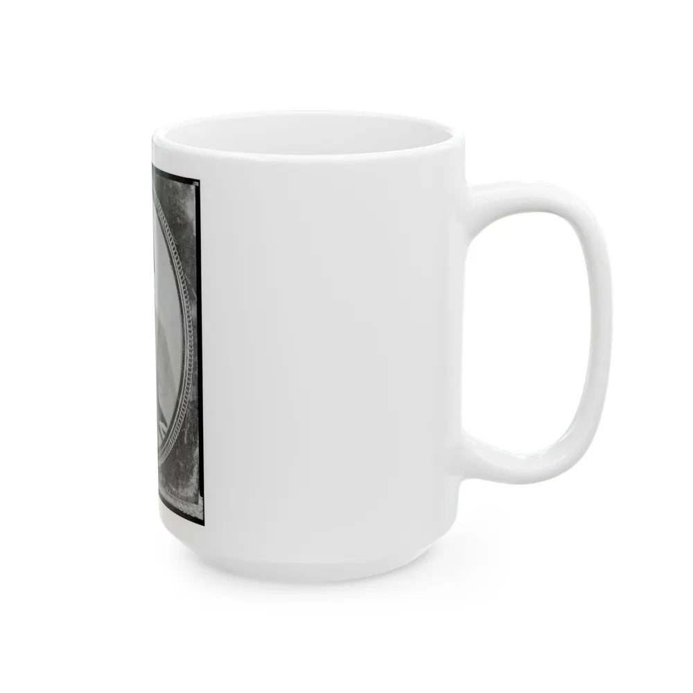 Wm. Francis Jones, Pvt., 5th Virginia Cavalry, C.S.A., Half-Length Portrait, Seated, Facing Front (U.S. Civil War) White Coffee Mug-Go Mug Yourself