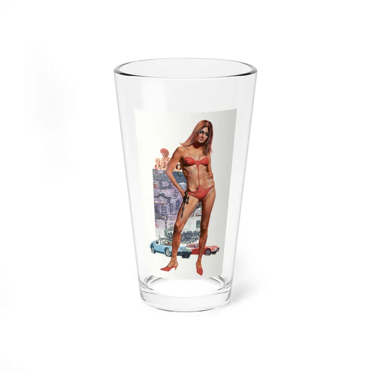 Woman in Red Bikini, Paperback Cover Illustration - Pint Glass 16oz 16oz - Go Mug Yourself