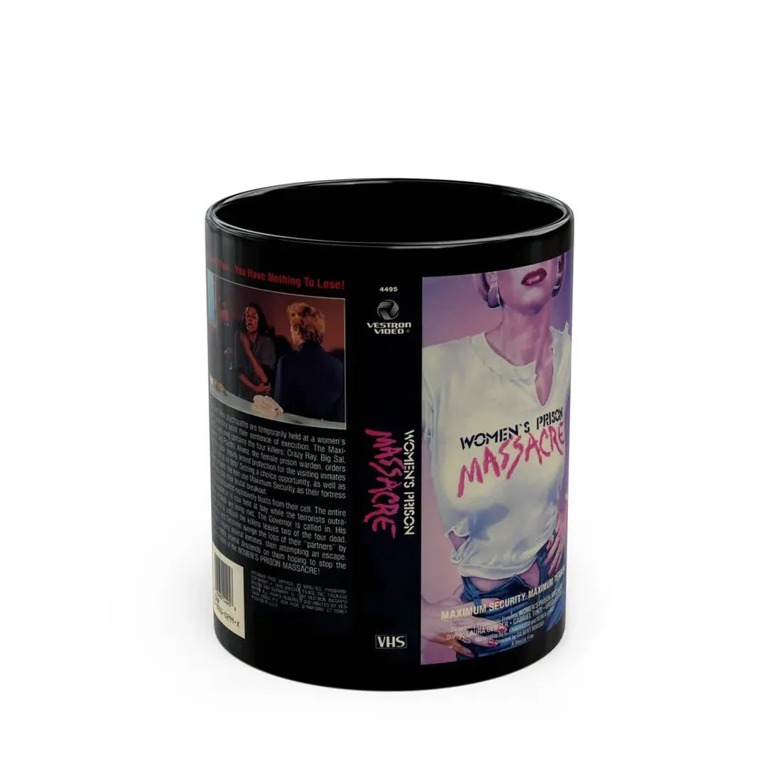 WOMENS PRISON MASSACRE (VHS COVER) - Black Coffee Mug 11oz - Go Mug Yourself
