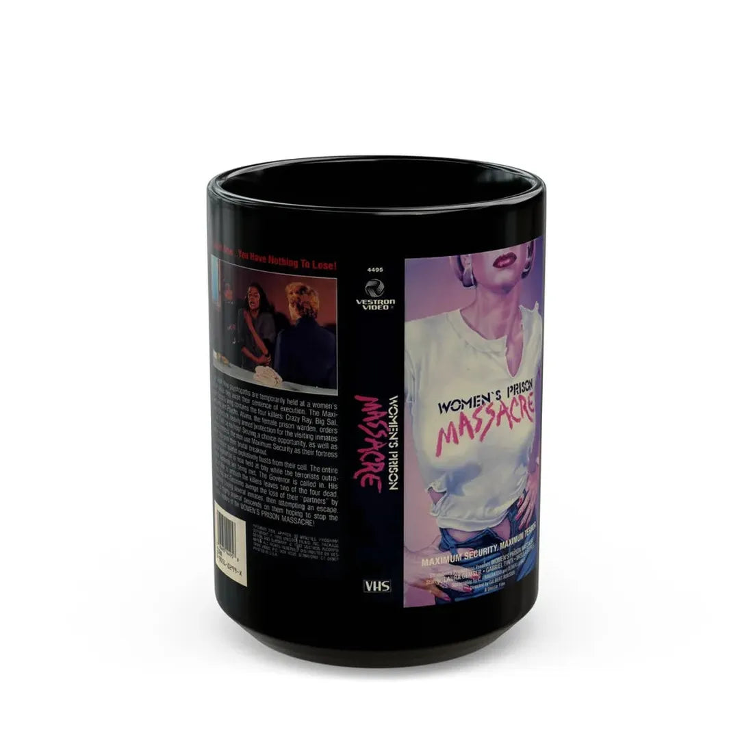 WOMENS PRISON MASSACRE (VHS COVER) - Black Coffee Mug 15oz - Go Mug Yourself