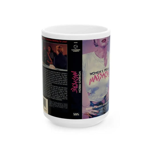 WOMENS PRISON MASSACRE (VHS COVER) - White Coffee Mug 15oz - Go Mug Yourself