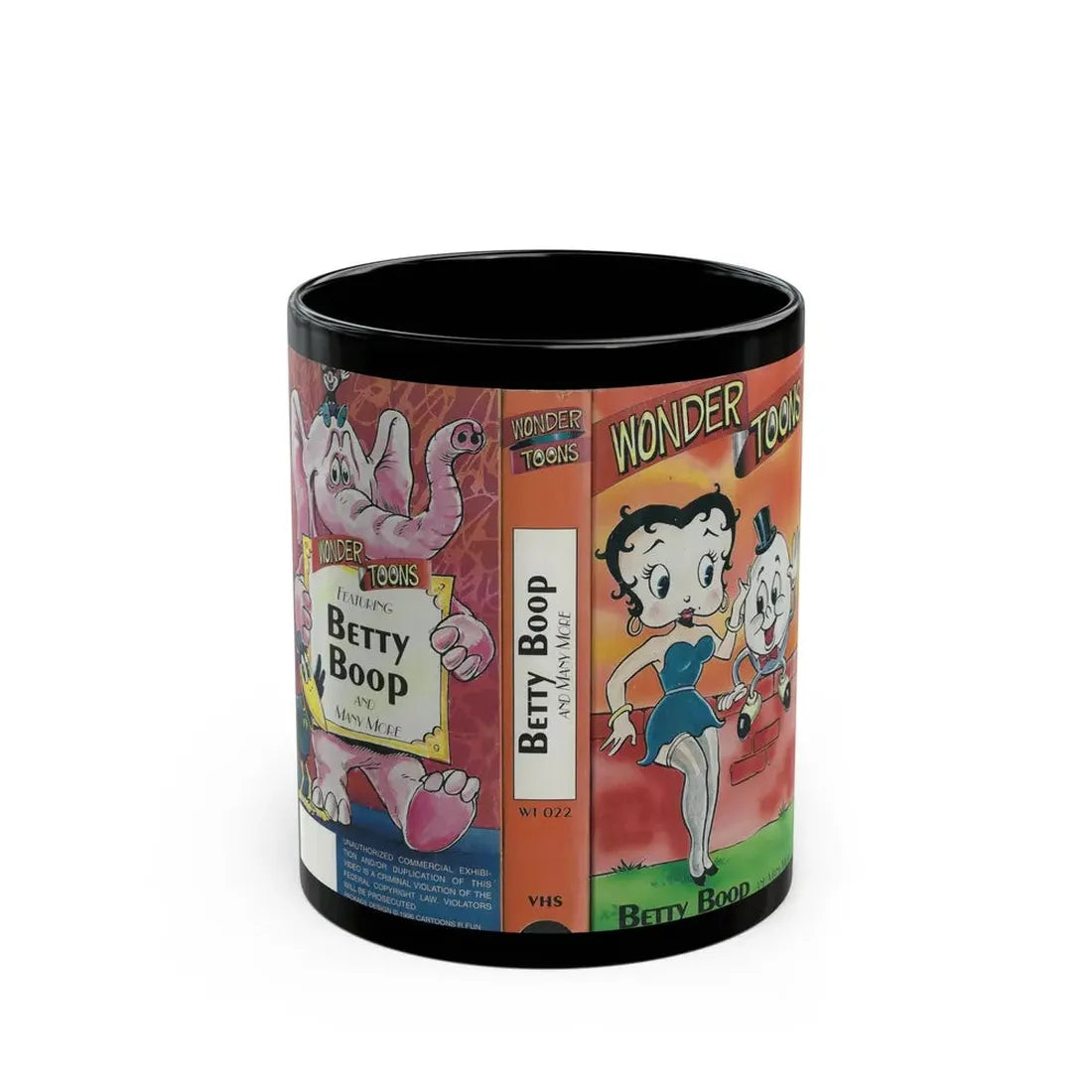 WONDER TOONS BETTY BOOP (VHS COVER) - Black Coffee Mug 11oz - Go Mug Yourself