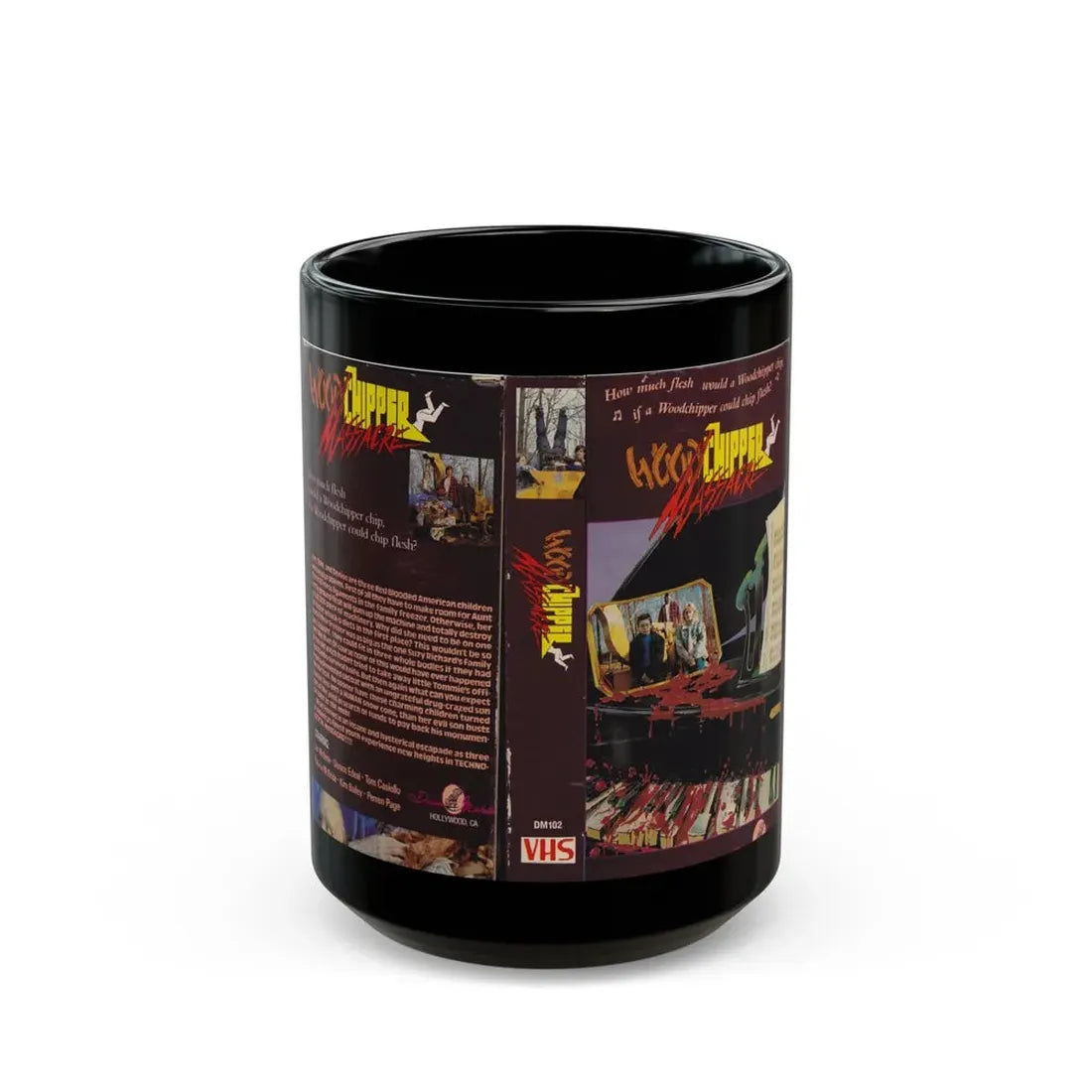 WOOD CHIPPER MASSACRE (VHS COVER) - Black Coffee Mug 15oz - Go Mug Yourself