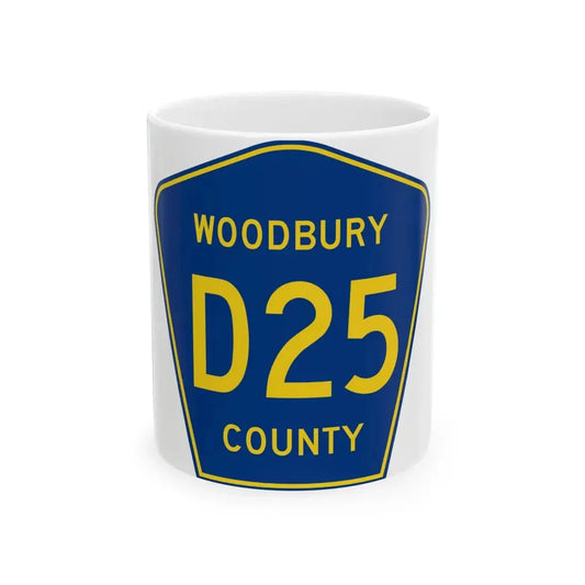 Woodbury County Route D25 IA (Iowa) (Road Sign) White Coffee Mug 11oz - Go Mug Yourself