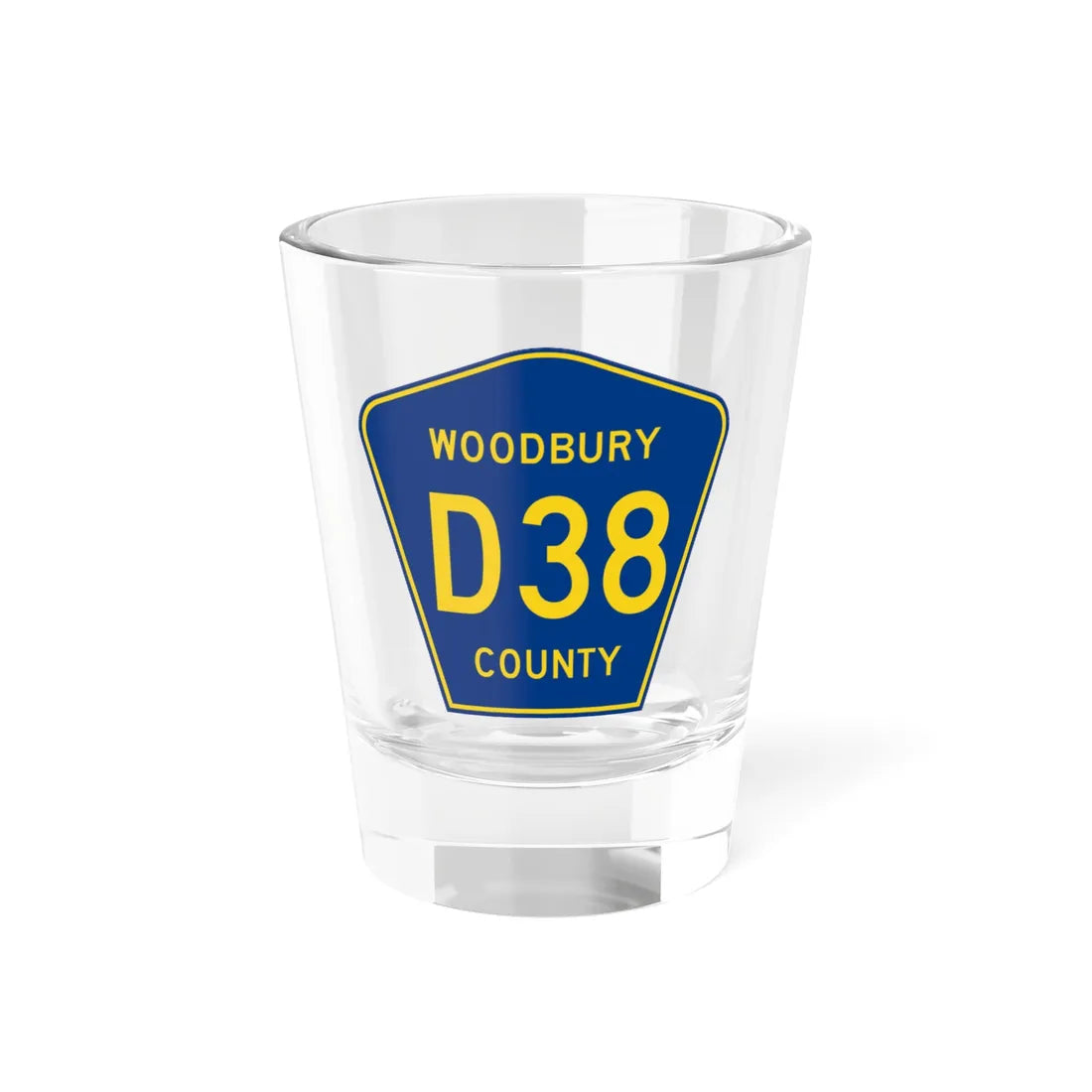 Woodbury County Route D38 IA (Iowa) (Road Sign) Shot Glass 1.5oz 1.5oz - Go Mug Yourself