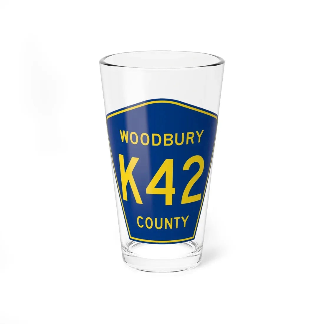 Woodbury County Route K42 IA (Iowa) (Road Sign) Pint Glass 16oz 16oz - Go Mug Yourself