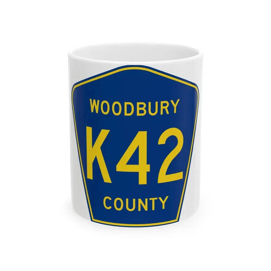 Woodbury County Route K42 IA (Iowa) (Road Sign) White Coffee Mug 11oz - Go Mug Yourself
