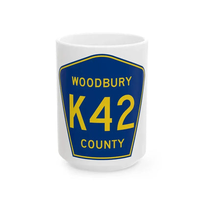 Woodbury County Route K42 IA (Iowa) (Road Sign) White Coffee Mug 15oz - Go Mug Yourself