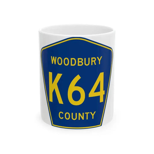 Woodbury County Route K64 IA (Iowa) (Road Sign) White Coffee Mug 11oz - Go Mug Yourself