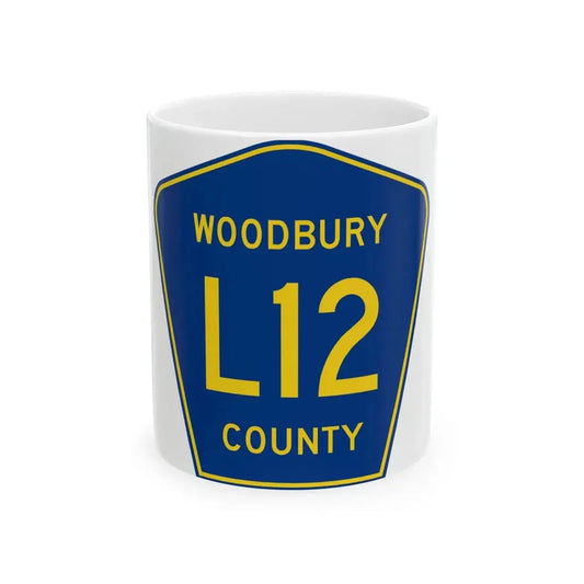 Woodbury County Route L12 IA (Iowa) (Road Sign) White Coffee Mug 11oz - Go Mug Yourself