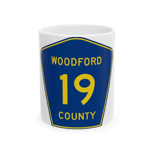 Woodford County 19 (Illinois) (Road Sign) White Coffee Mug 11oz - Go Mug Yourself