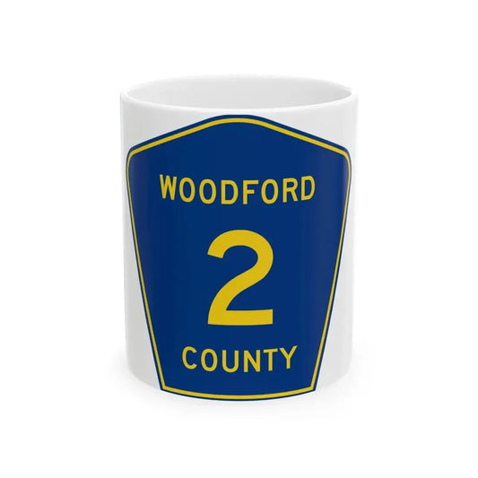 Woodford County 2 (Illinois) (Road Sign) White Coffee Mug 11oz - Go Mug Yourself