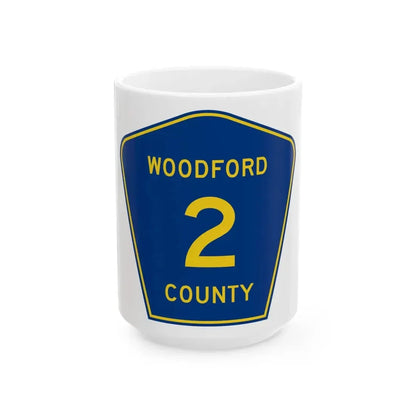 Woodford County 2 (Illinois) (Road Sign) White Coffee Mug 15oz - Go Mug Yourself