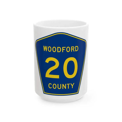 Woodford County 20 (Illinois) (Road Sign) White Coffee Mug 15oz - Go Mug Yourself