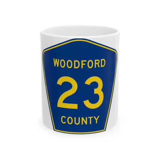 Woodford County 23 (Illinois) (Road Sign) White Coffee Mug 11oz - Go Mug Yourself