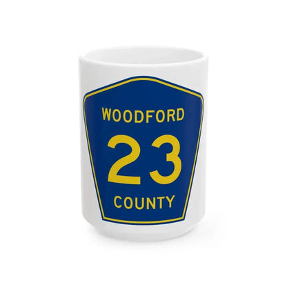 Woodford County 23 (Illinois) (Road Sign) White Coffee Mug 15oz - Go Mug Yourself