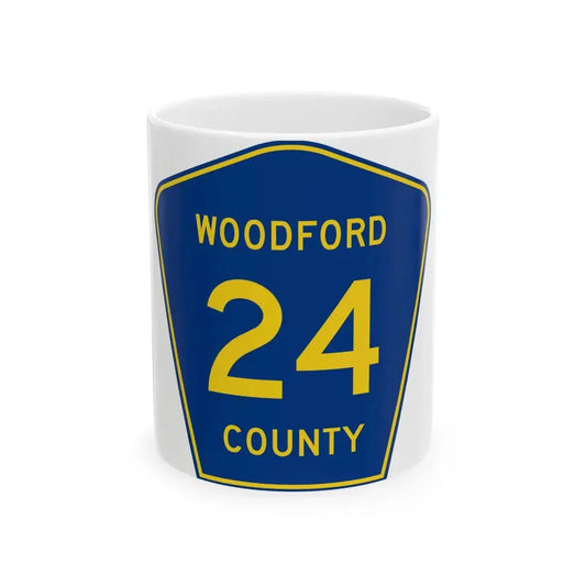 Woodford County 24 (Illinois) (Road Sign) White Coffee Mug 11oz - Go Mug Yourself