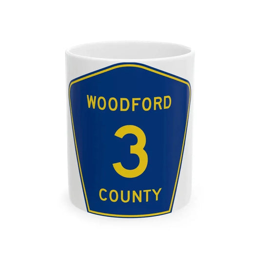 Woodford County 3 (Illinois) (Road Sign) White Coffee Mug 11oz - Go Mug Yourself